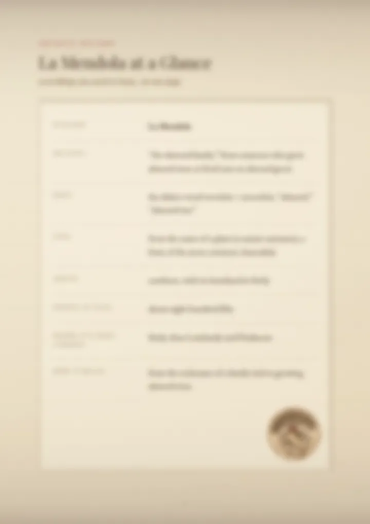 A blurred page from the PDF on the La Mendola surname