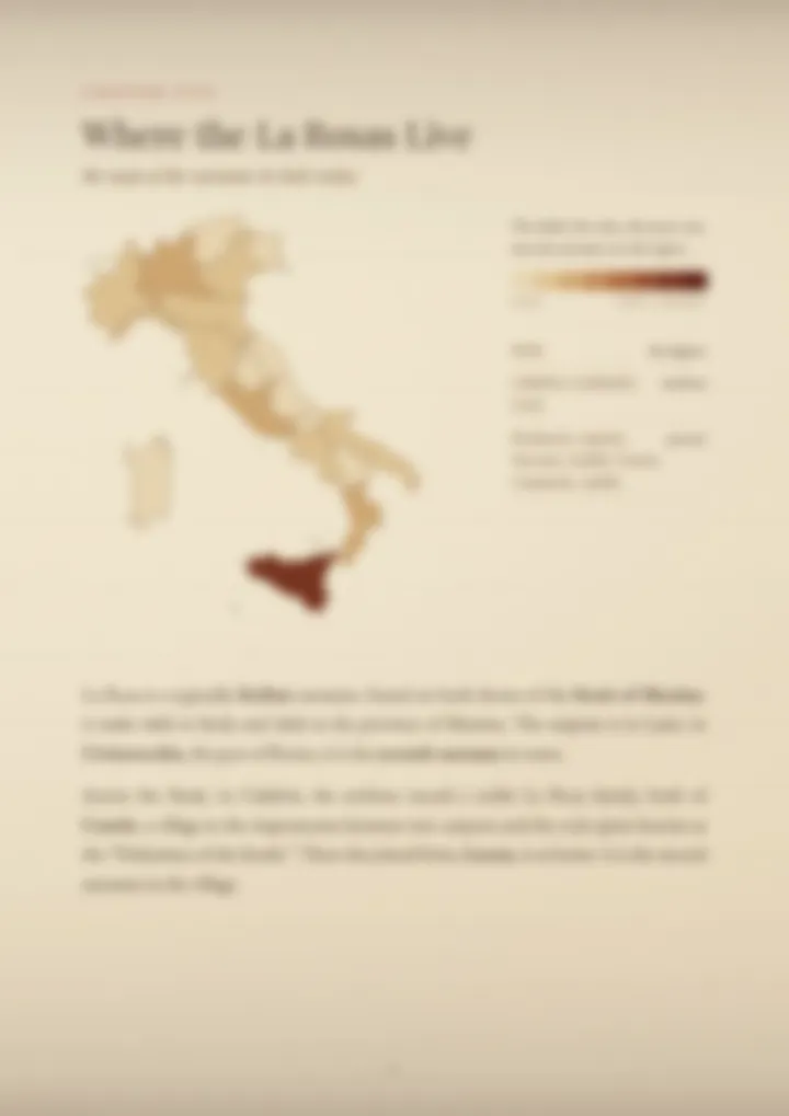 A blurred page from the PDF on the La Rosa surname