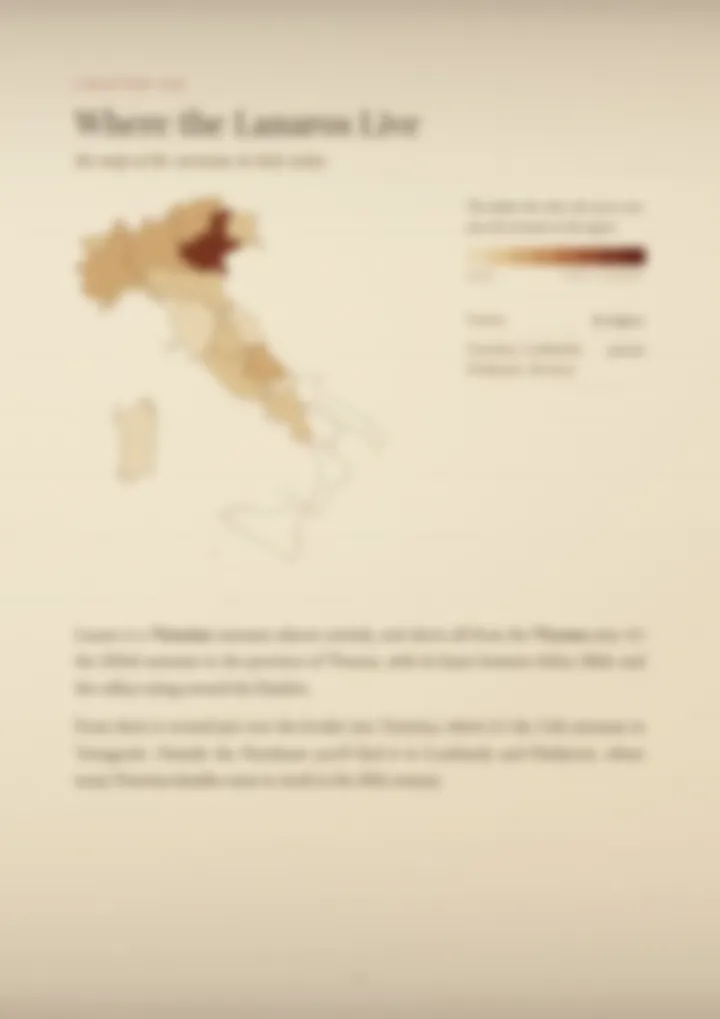 A blurred page from the PDF on the Lanaro surname