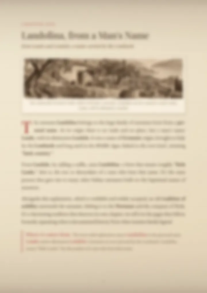A blurred page from the PDF on the Landolina surname