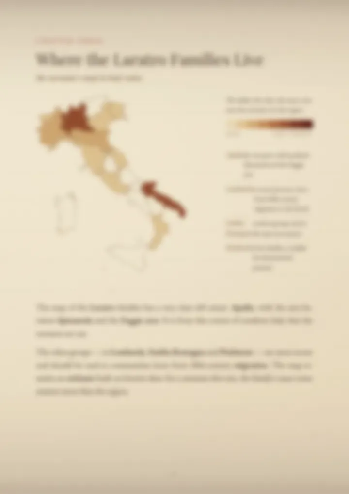 A blurred page from the PDF on the Laratro surname