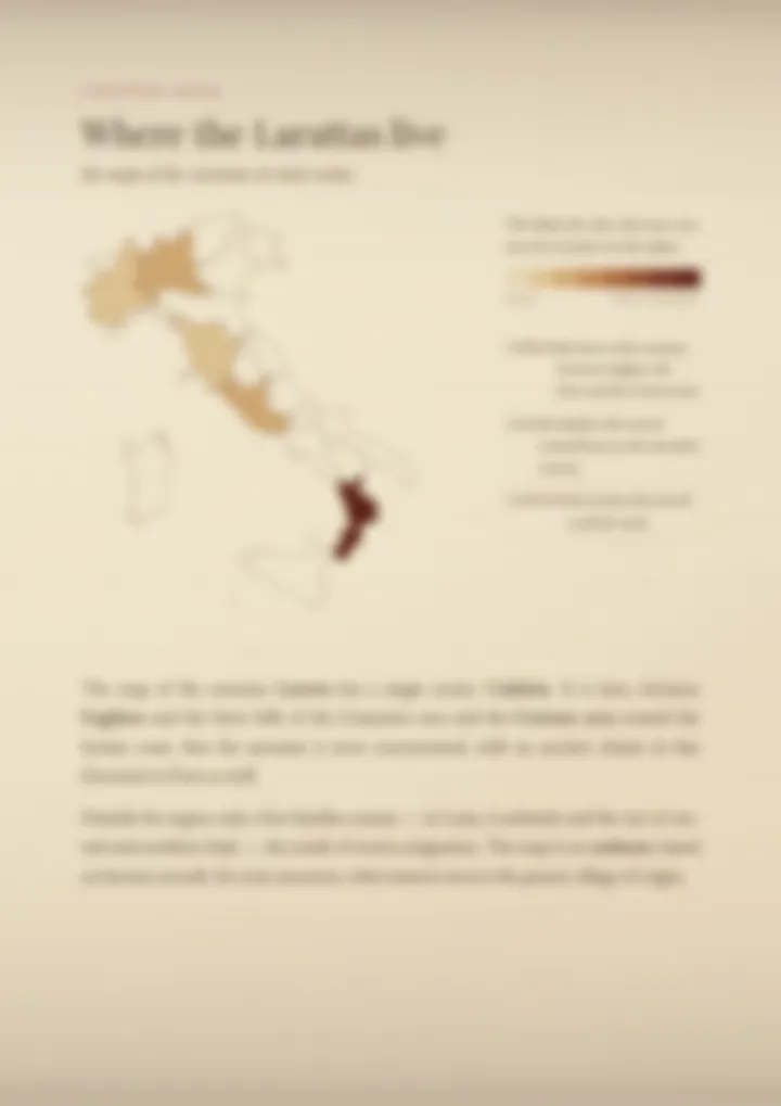 A blurred page from the PDF on the Laratta surname