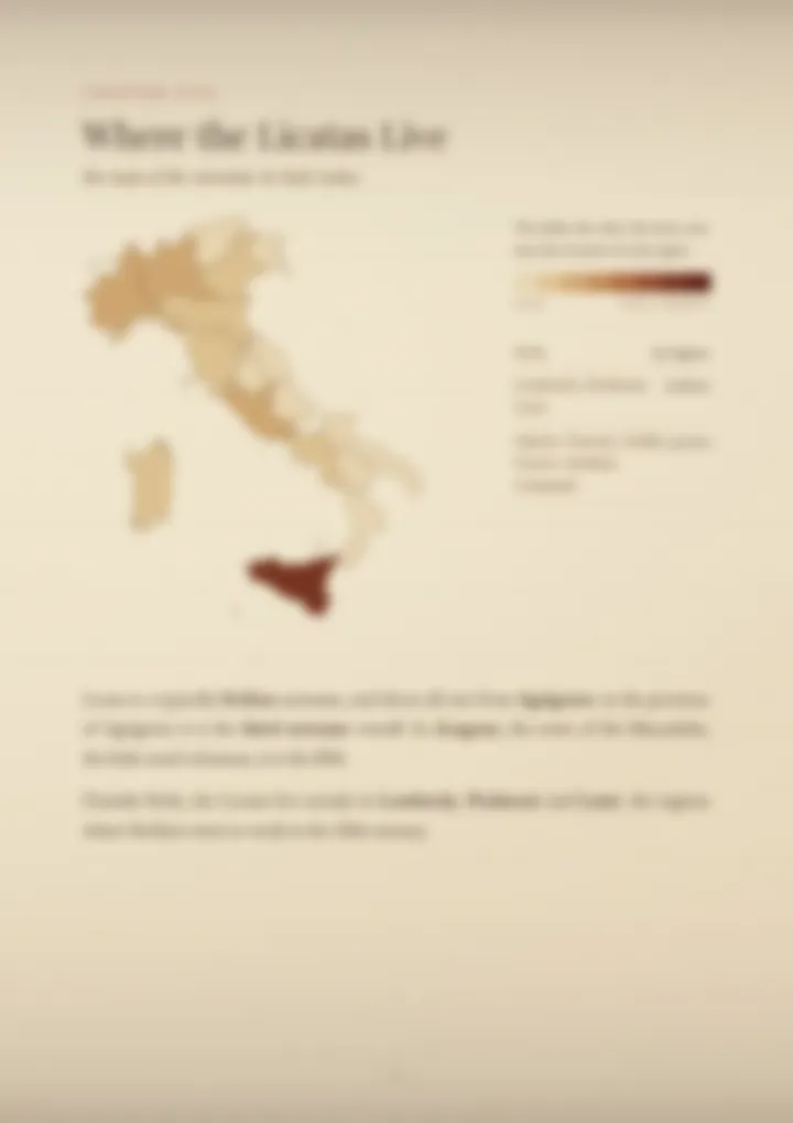 A blurred page from the PDF on the Licata surname