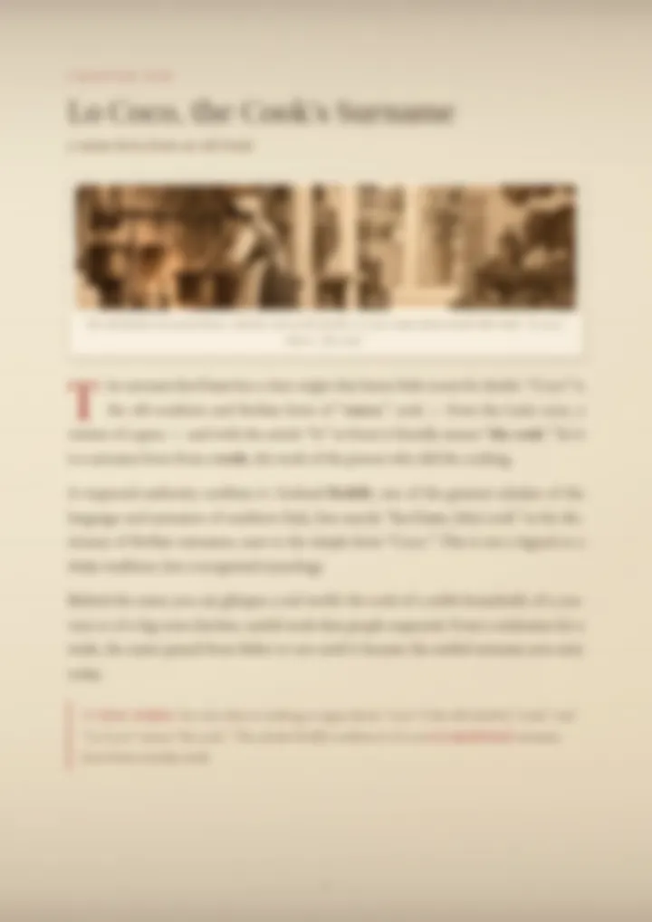 A blurred page from the PDF on the Lo Coco surname