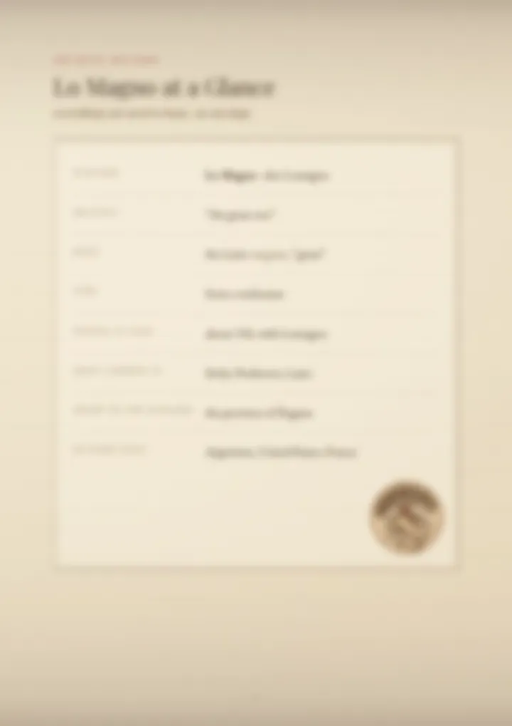 A blurred page from the PDF on the Lo Magno surname