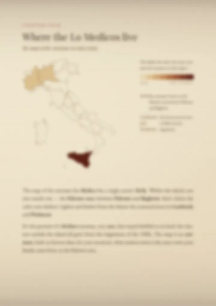 A blurred page from the PDF on the Lo Medico surname