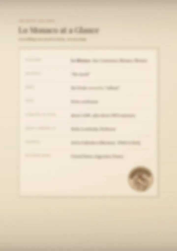 A blurred page from the PDF on the Lo Monaco surname