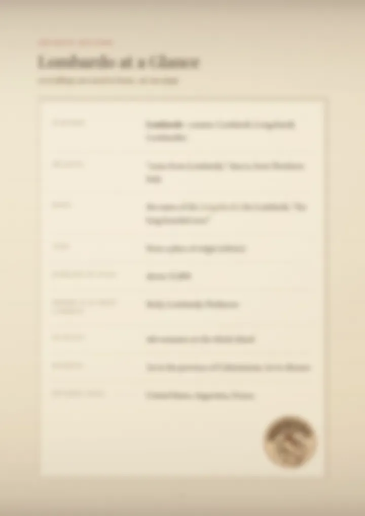 A blurred page from the PDF on the Lombardo surname