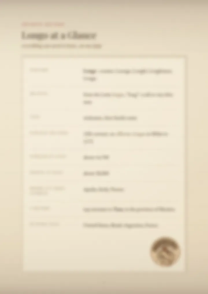 A blurred page from the PDF on the Longo surname