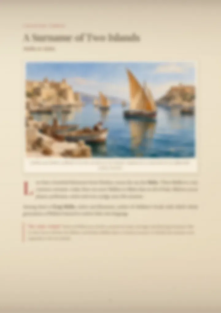 A blurred page from the PDF on the Mallia surname
