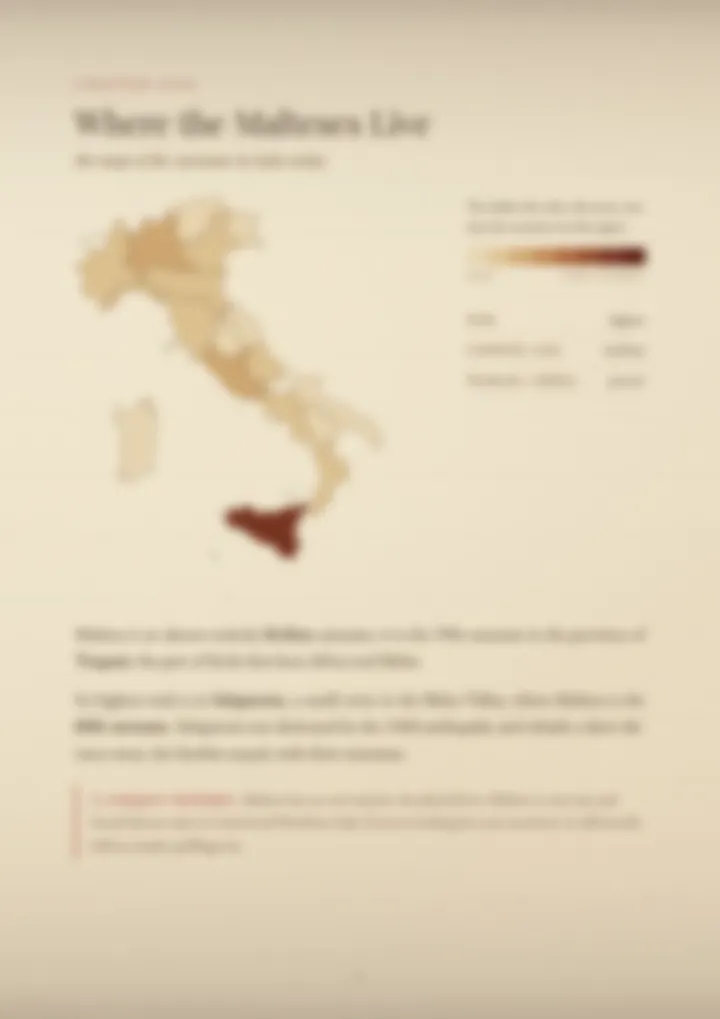 A blurred page from the PDF on the Maltese surname