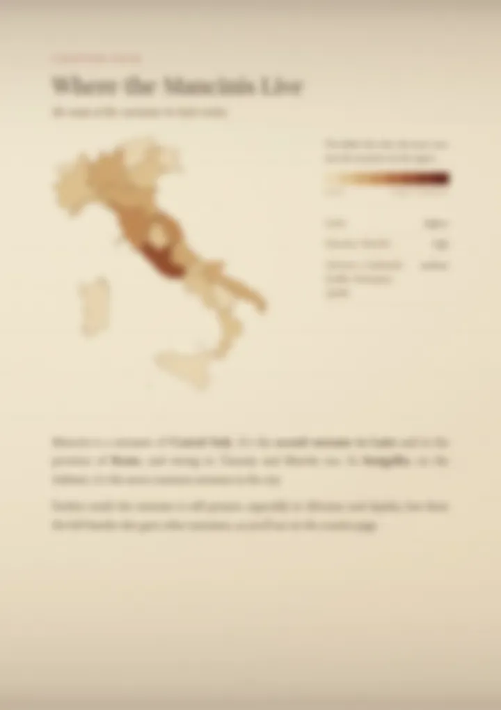 A blurred page from the PDF on the Mancini surname
