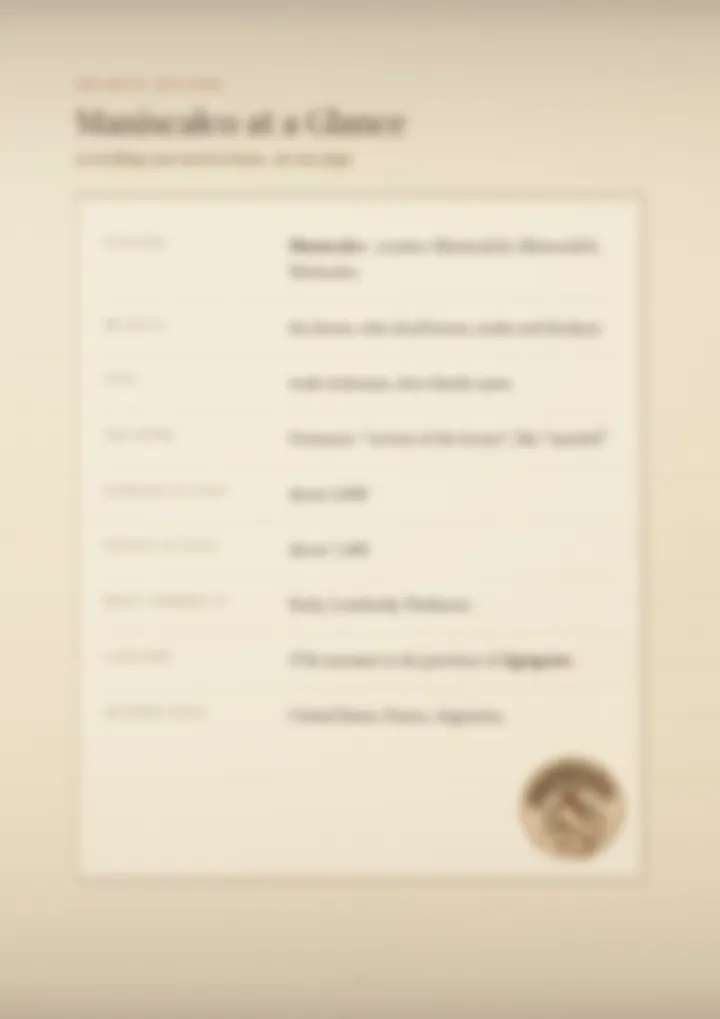 A blurred page from the PDF on the Maniscalco surname