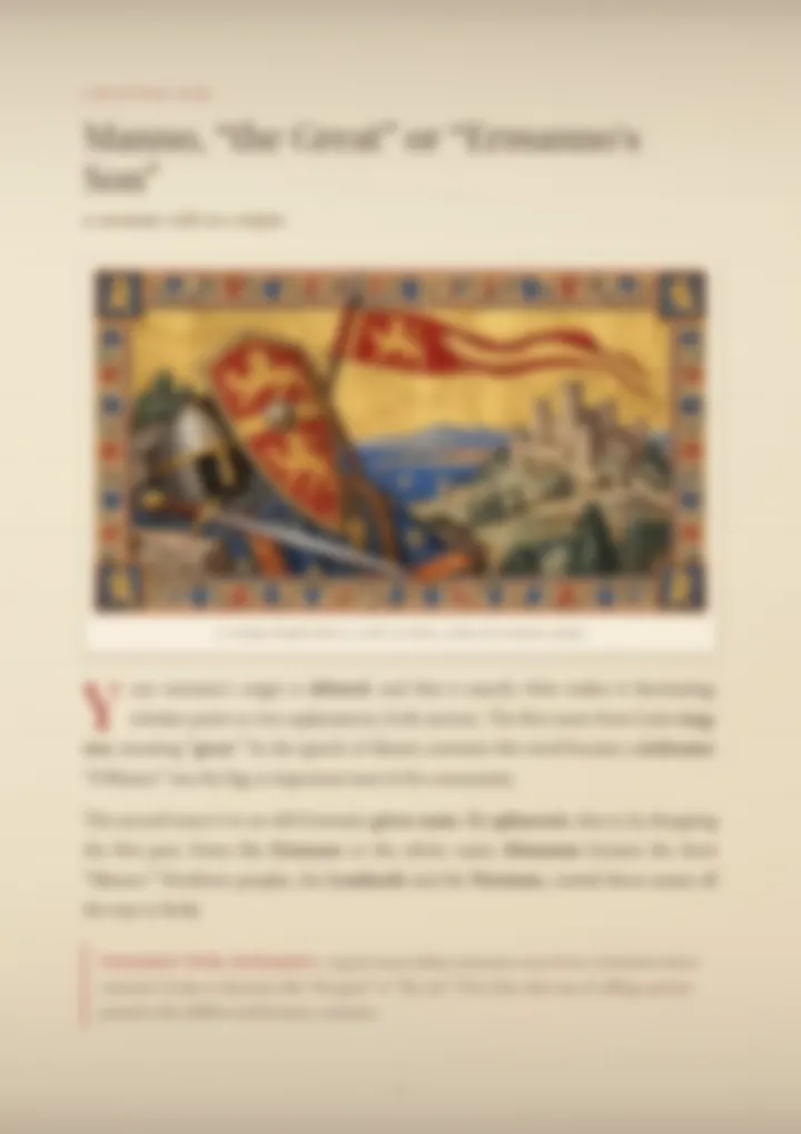 A blurred page from the PDF on the Manno surname