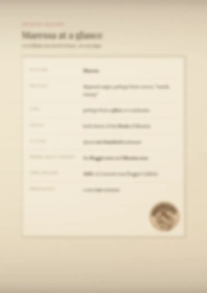 A blurred page from the PDF on the Maressa surname
