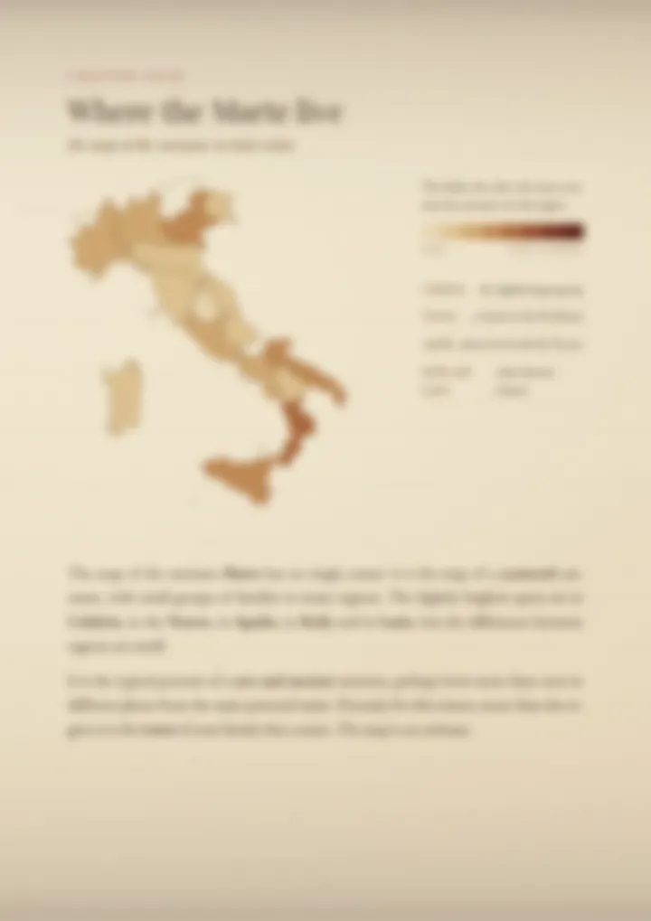 A blurred page from the PDF on the Marte surname
