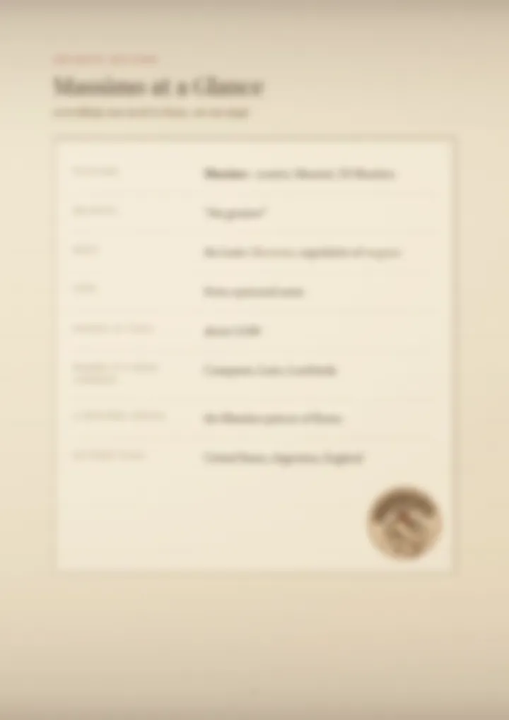 A blurred page from the PDF on the Massimo surname
