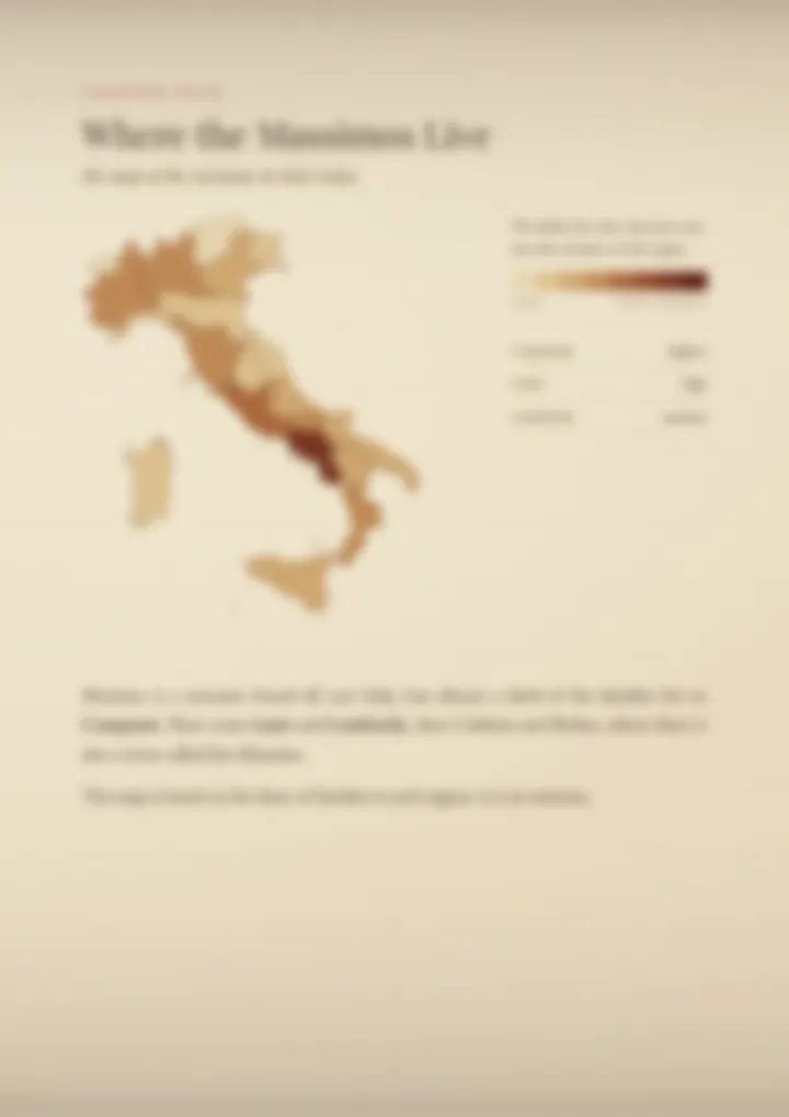 A blurred page from the PDF on the Massimo surname