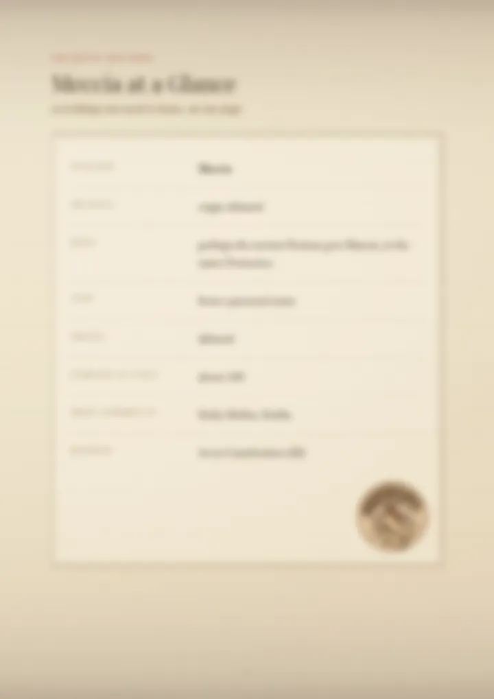 A blurred page from the PDF on the Meccia surname