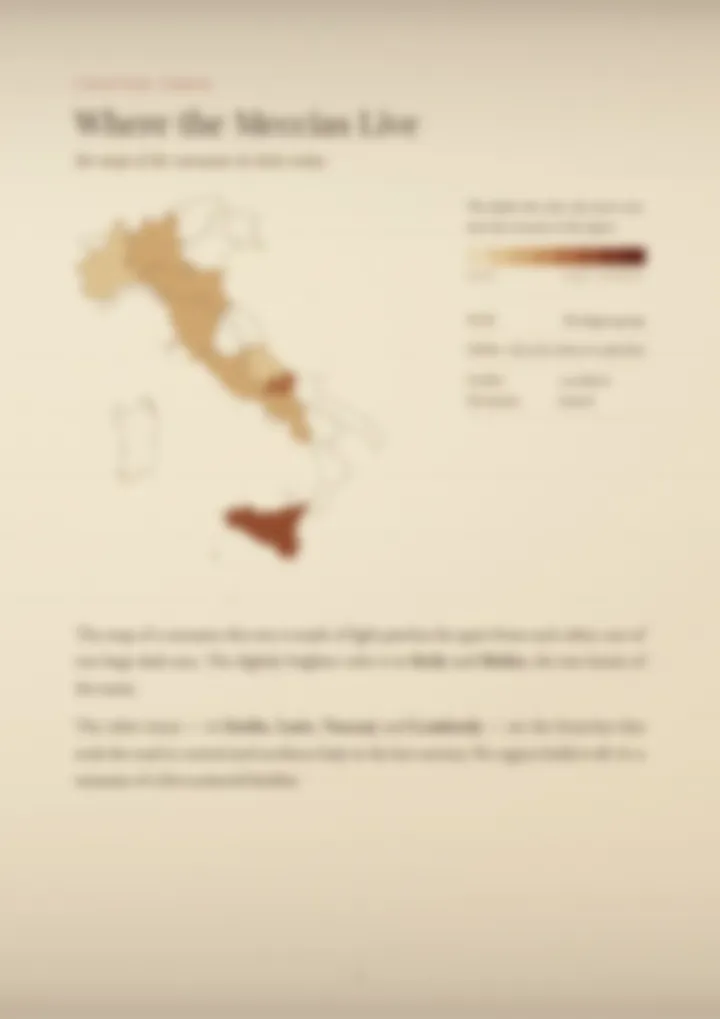 A blurred page from the PDF on the Meccia surname