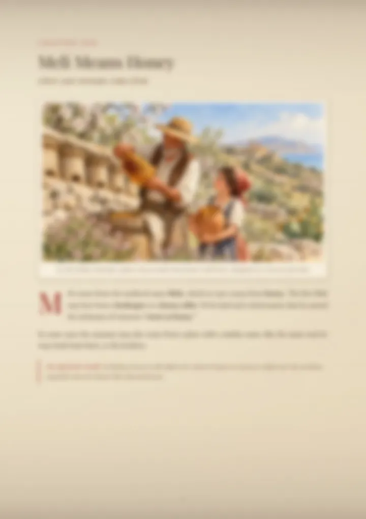 A blurred page from the PDF on the Meli surname