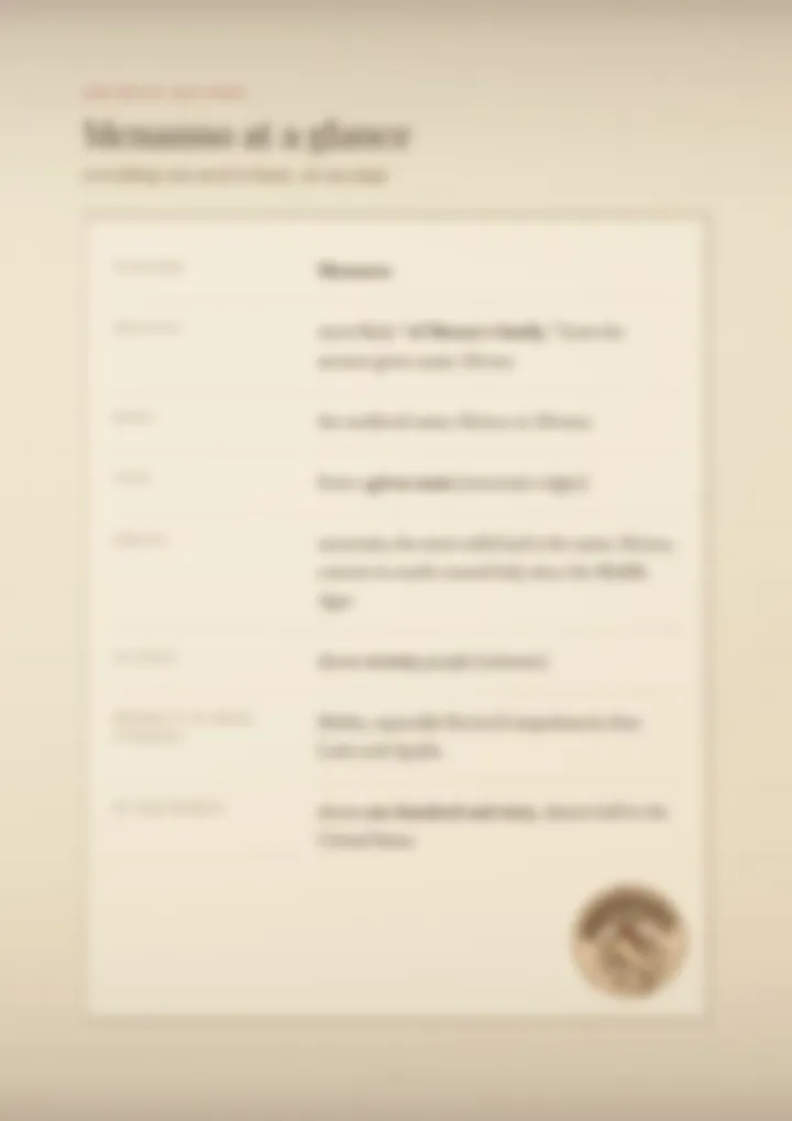 A blurred page from the PDF on the Menanno surname