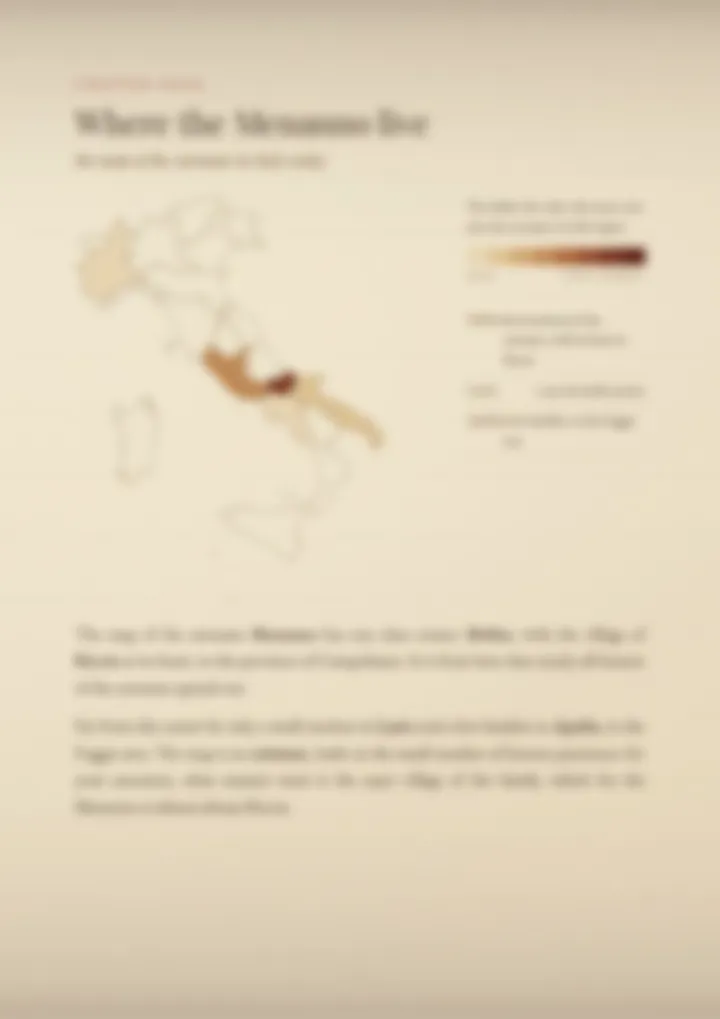A blurred page from the PDF on the Menanno surname