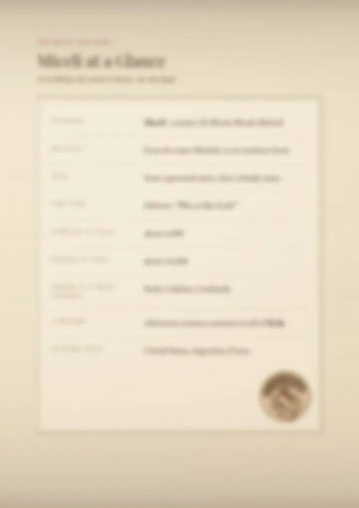 A blurred page from the PDF on the Miceli surname