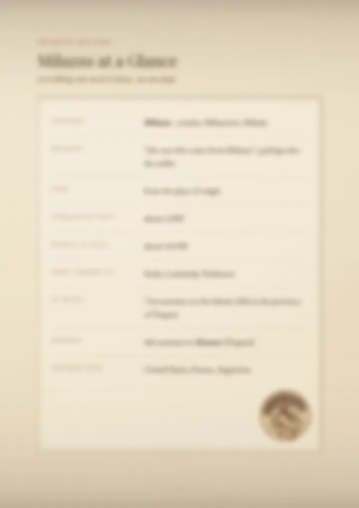 A blurred page from the PDF on the Milazzo surname