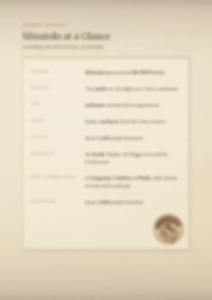 A blurred page from the PDF on the Minutolo surname