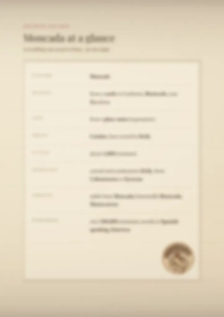 A blurred page from the PDF on the Moncada surname