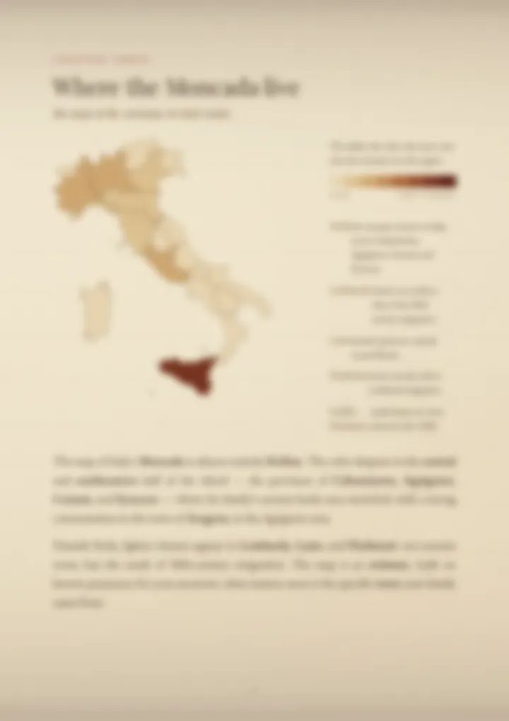 A blurred page from the PDF on the Moncada surname