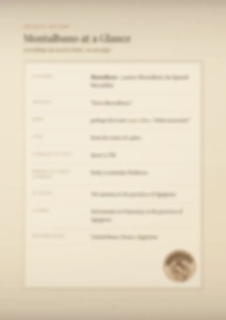A blurred page from the PDF on the Montalbano surname