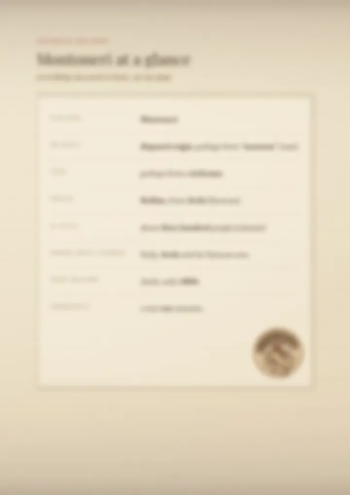 A blurred page from the PDF on the Montoneri surname