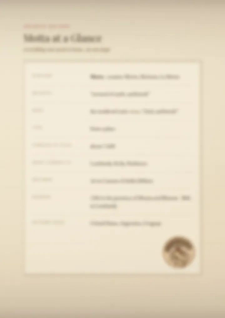 A blurred page from the PDF on the Motta surname