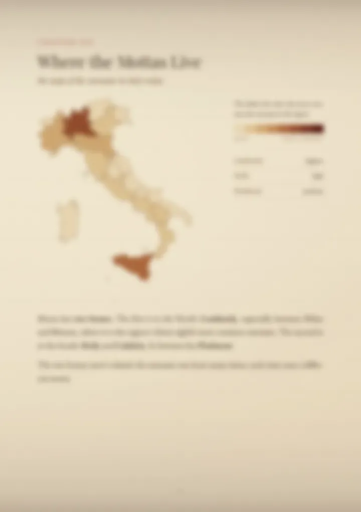 A blurred page from the PDF on the Motta surname