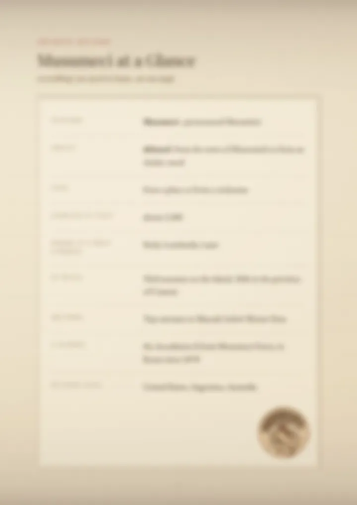 A blurred page from the PDF on the Musumeci surname