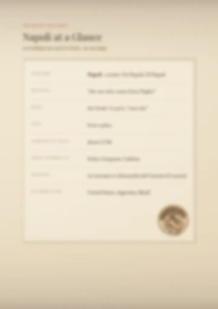 A blurred page from the PDF on the Napoli surname