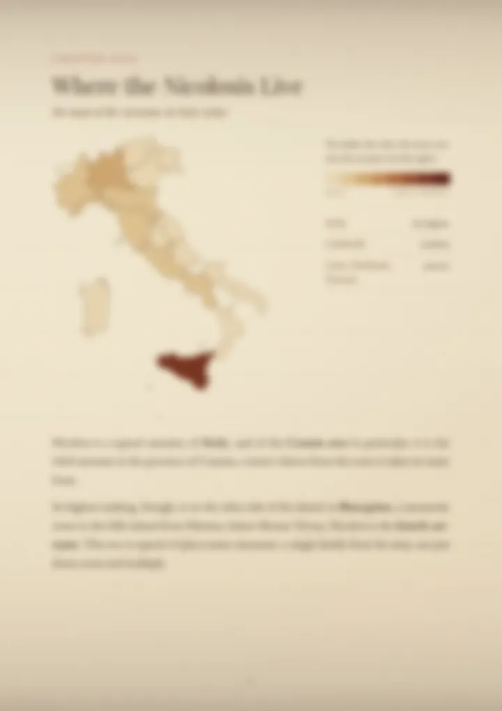 A blurred page from the PDF on the Nicolosi surname