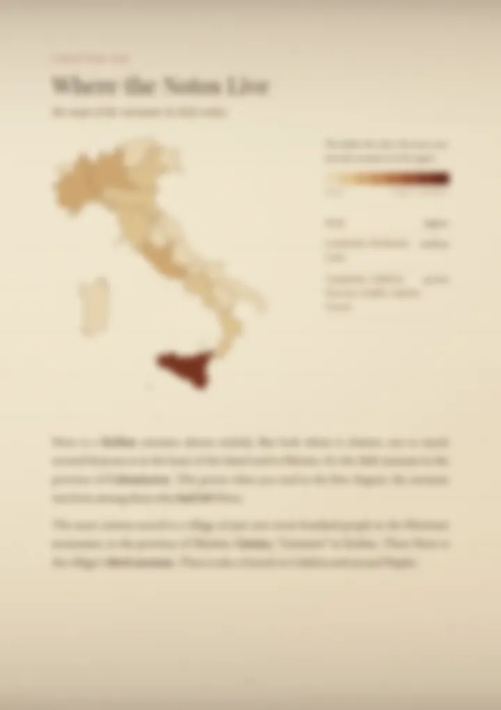 A blurred page from the PDF on the Noto surname