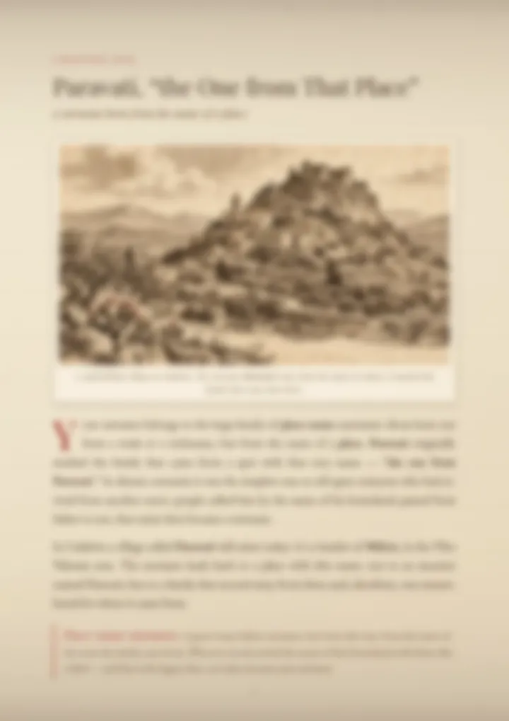 A blurred page from the PDF on the Paravati surname