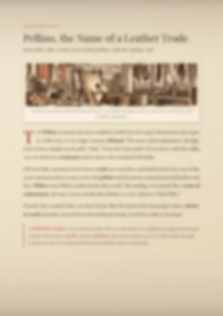 A blurred page from the PDF on the Pellino surname