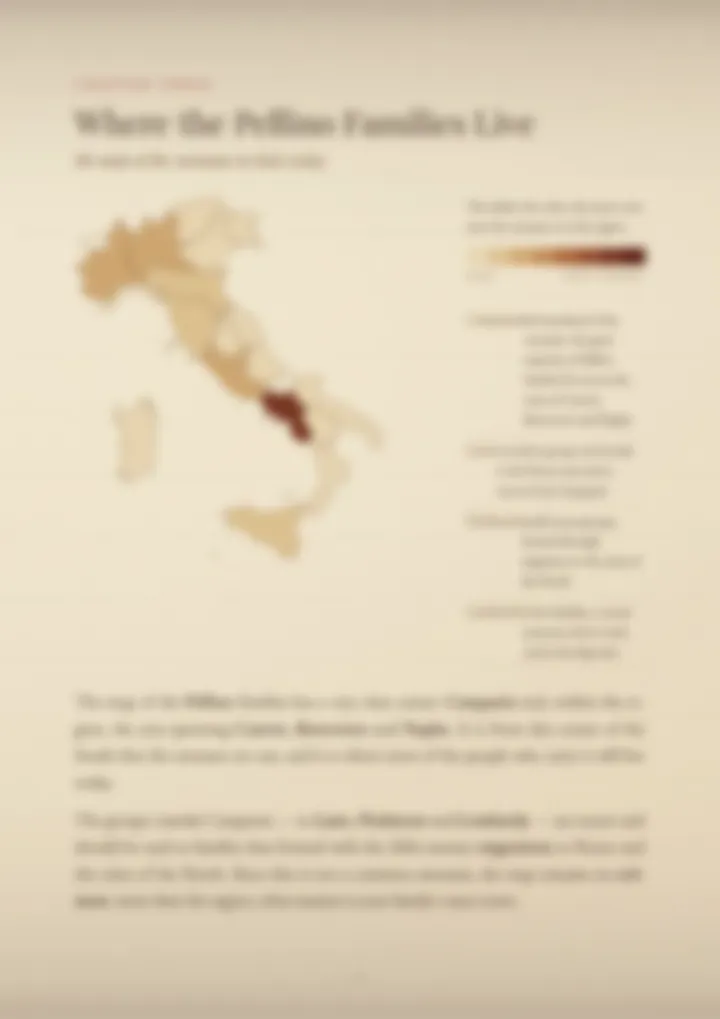 A blurred page from the PDF on the Pellino surname