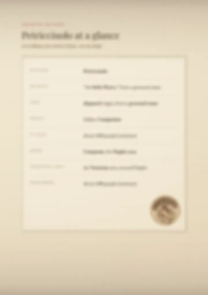 A blurred page from the PDF on the Petricciuolo surname