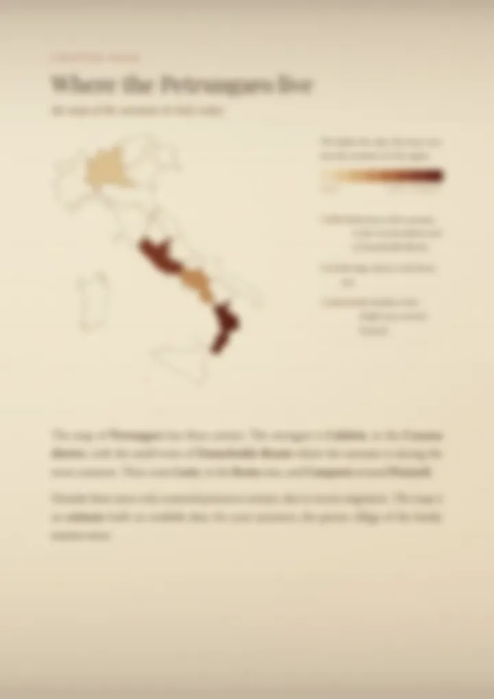 A blurred page from the PDF on the Petrungaro surname