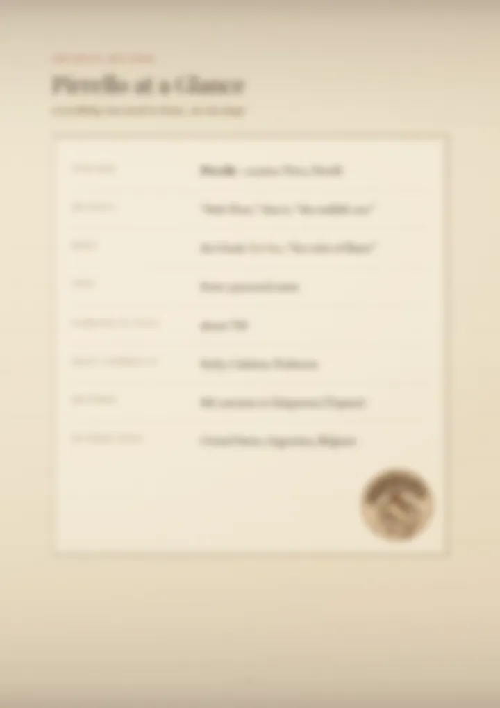 A blurred page from the PDF on the Pirrello surname