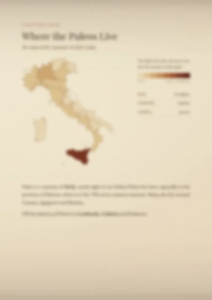 A blurred page from the PDF on the Puleo surname