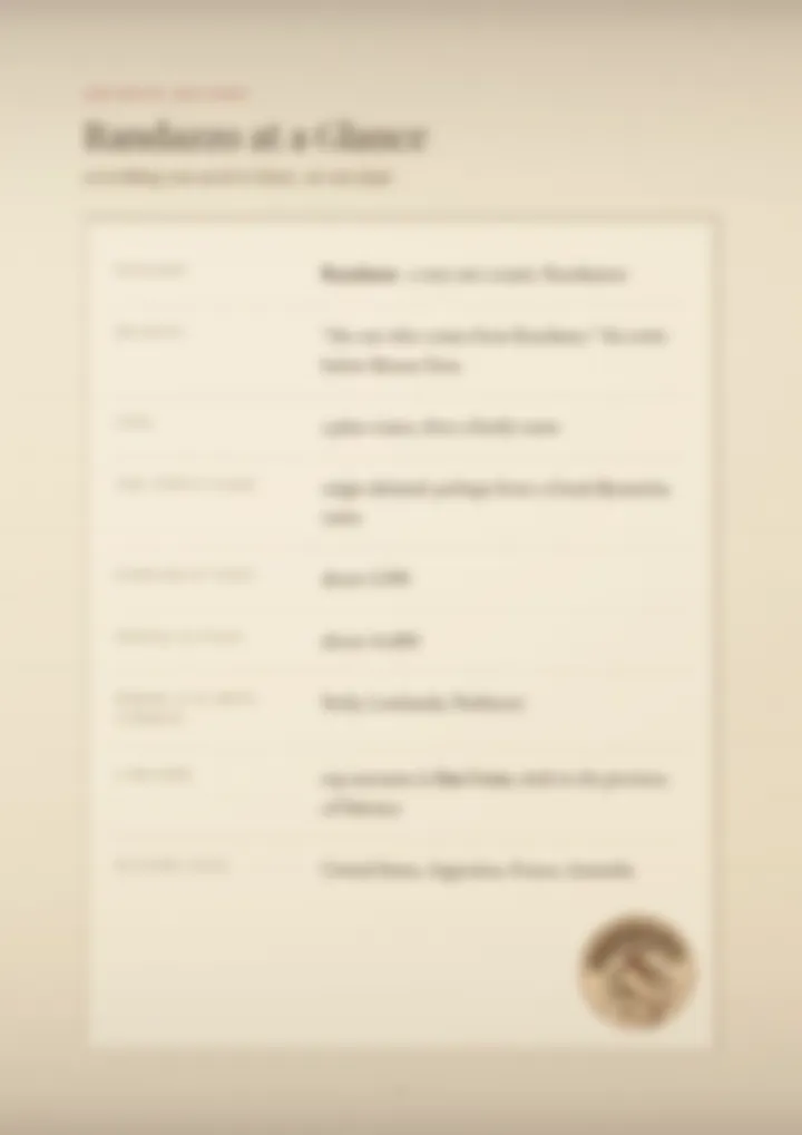 A blurred page from the PDF on the Randazzo surname
