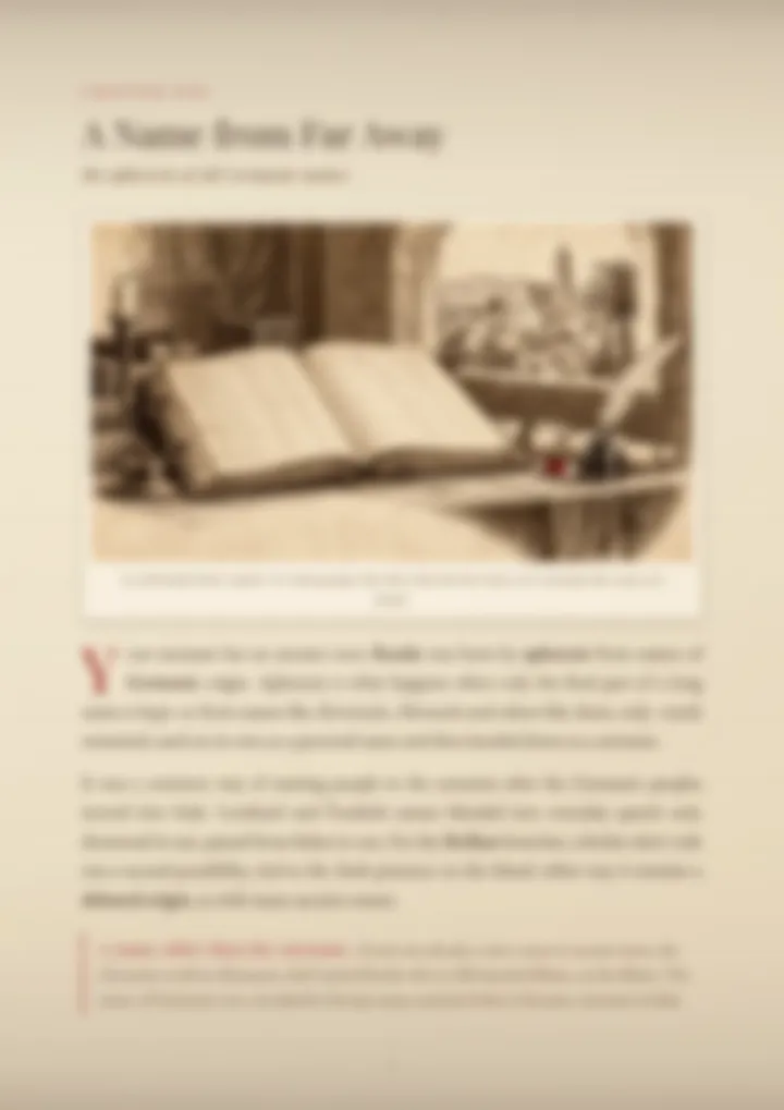 A blurred page from the PDF on the Rando surname