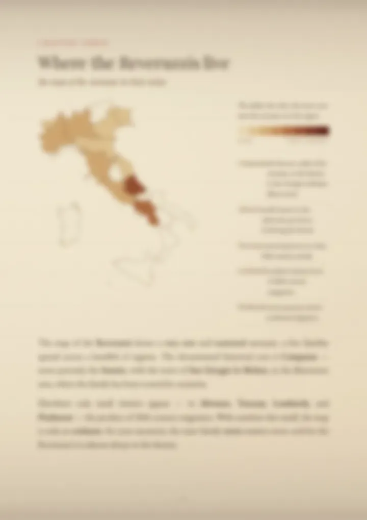 A blurred page from the PDF on the Reveruzzi surname